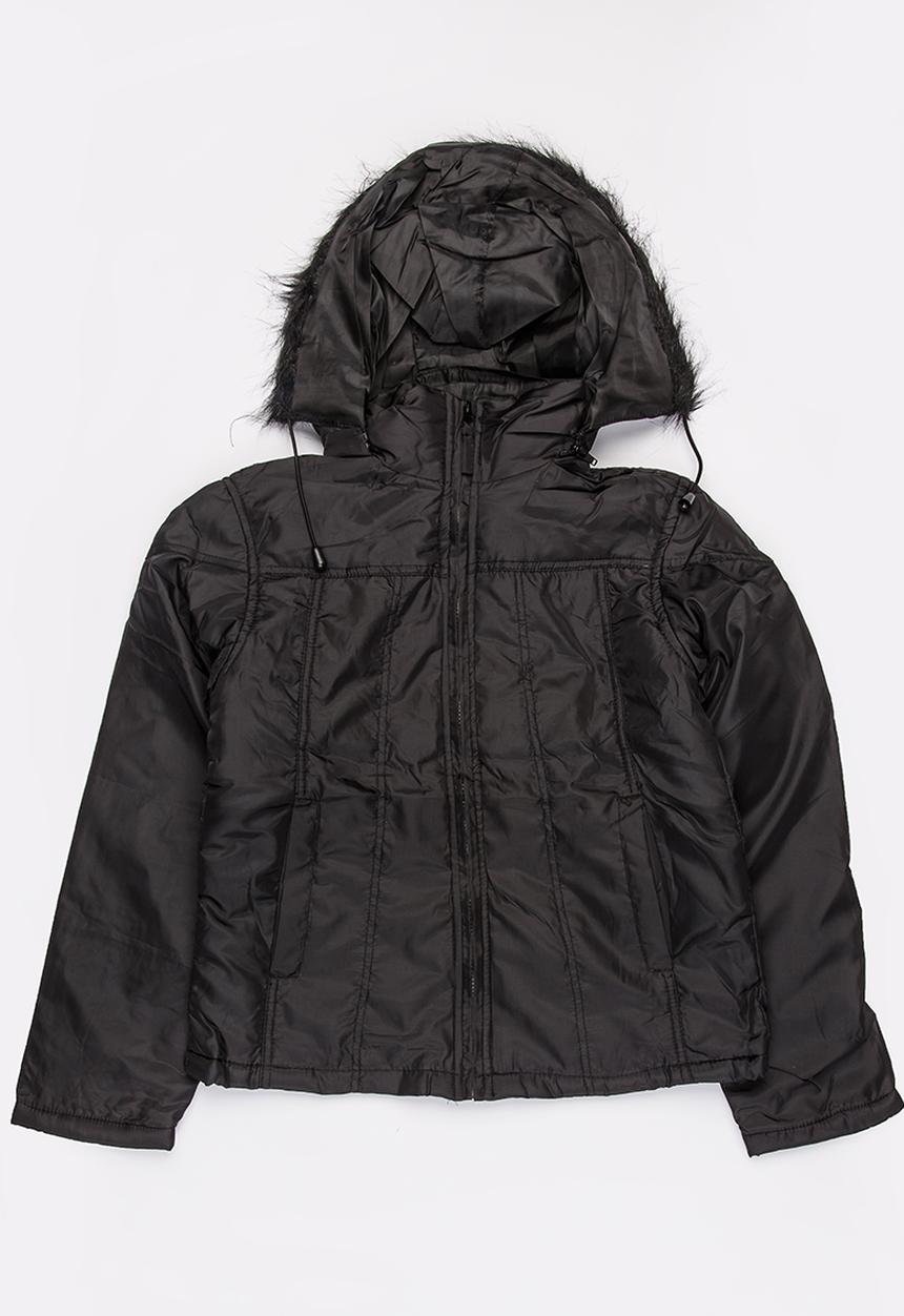 Pop Candy - Zip Through Hooded Jacket Black