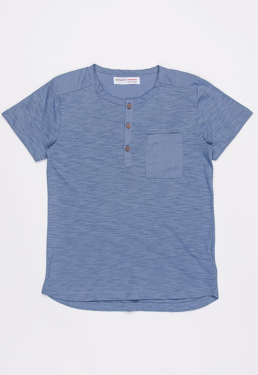 MINOTI - Maui Grandad Slub T-Shirt Blue