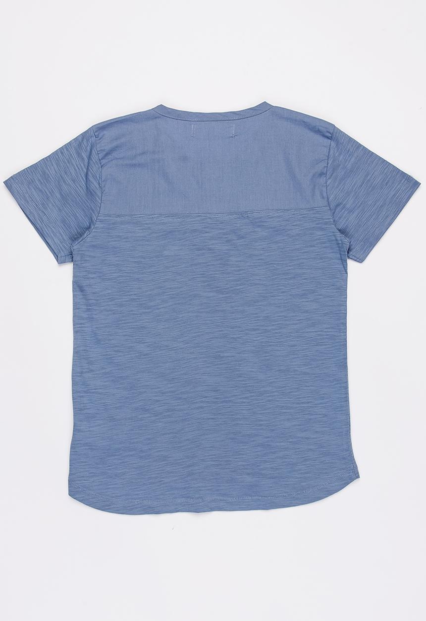 MINOTI - Maui Grandad Slub T-Shirt Blue