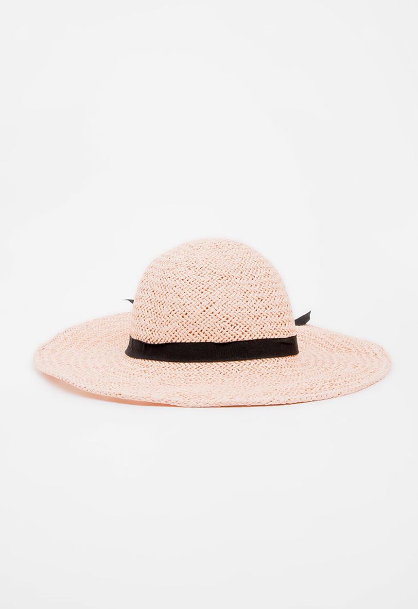 Joy Collectables - Bow Detail Straw Hat Pale Pink