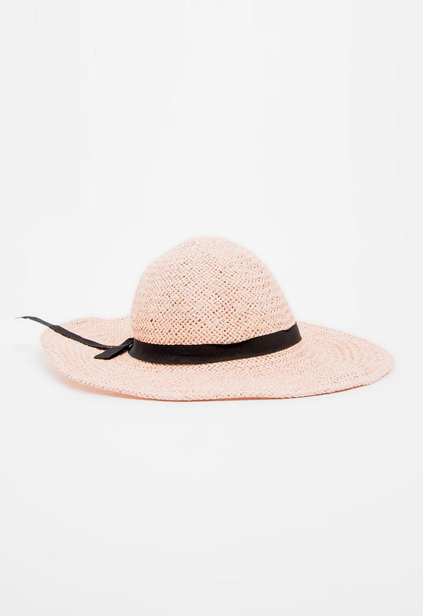 Joy Collectables - Bow Detail Straw Hat Pale Pink