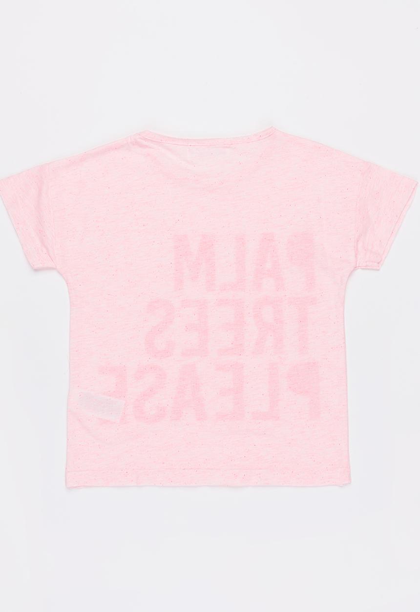 MINOTI - Beachy neon nep reverse print tee - pink