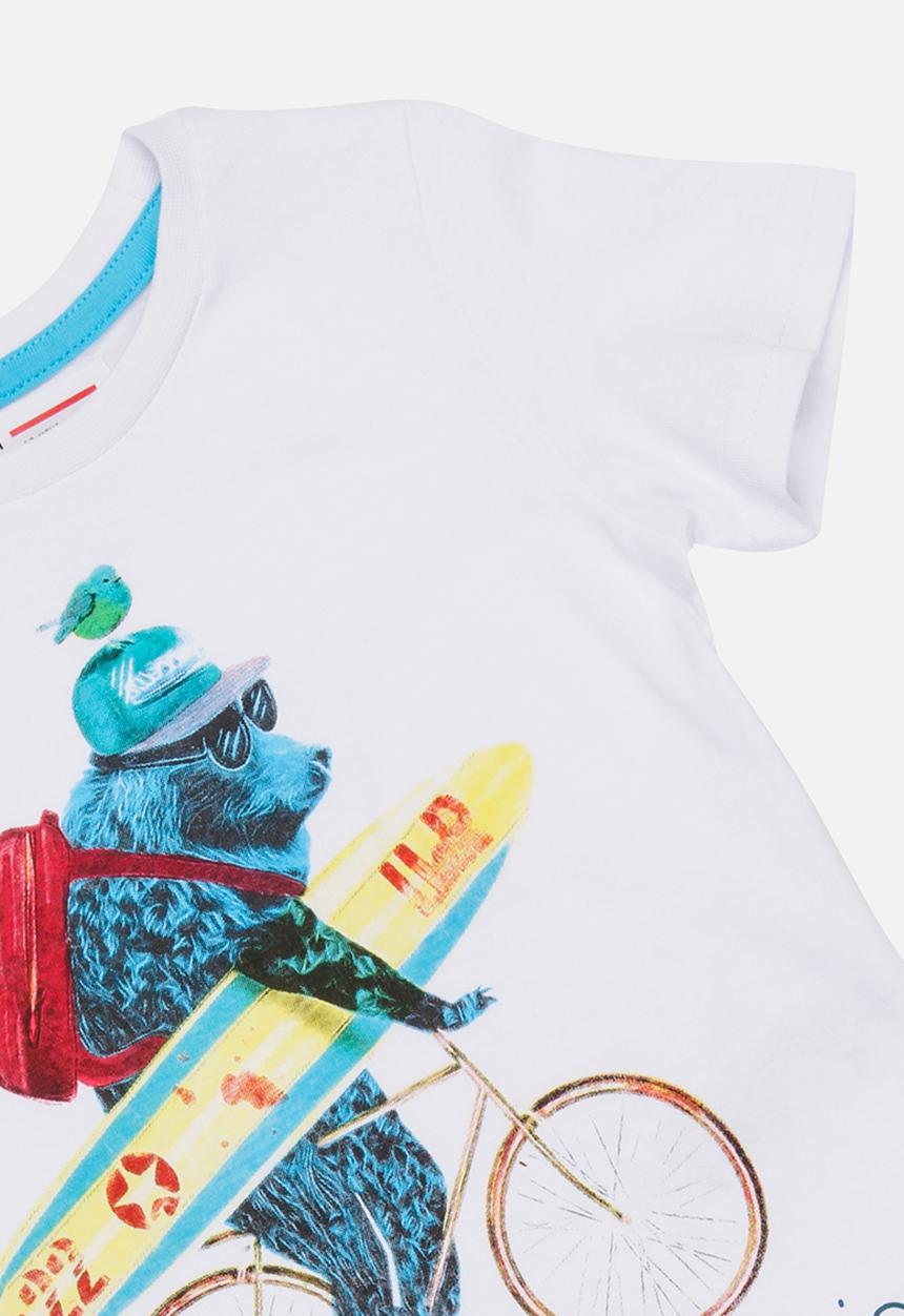 MINOTI - Basic surfing bear photographic tee - white