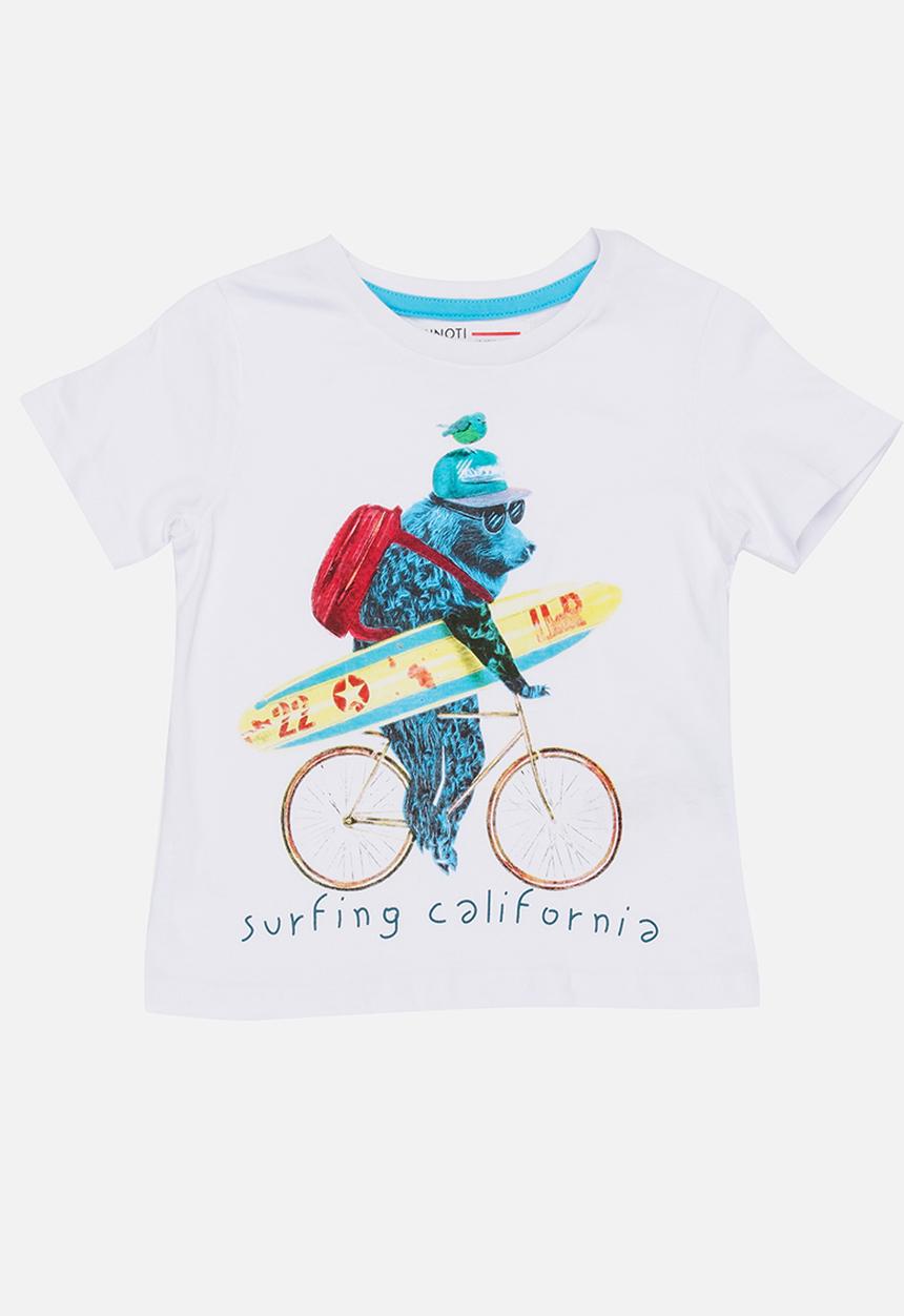 MINOTI - Basic surfing bear photographic tee - white