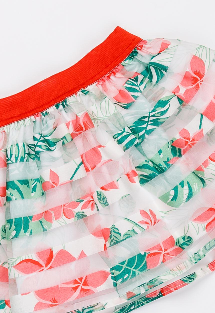 MINOTI - Tropicana AOP Organza Stripe Skirt Multi-colour