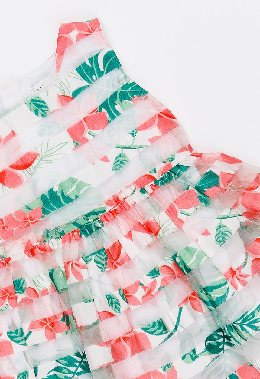 MINOTI - Tropicana AOP Organza Stripe Dress Multi-colour