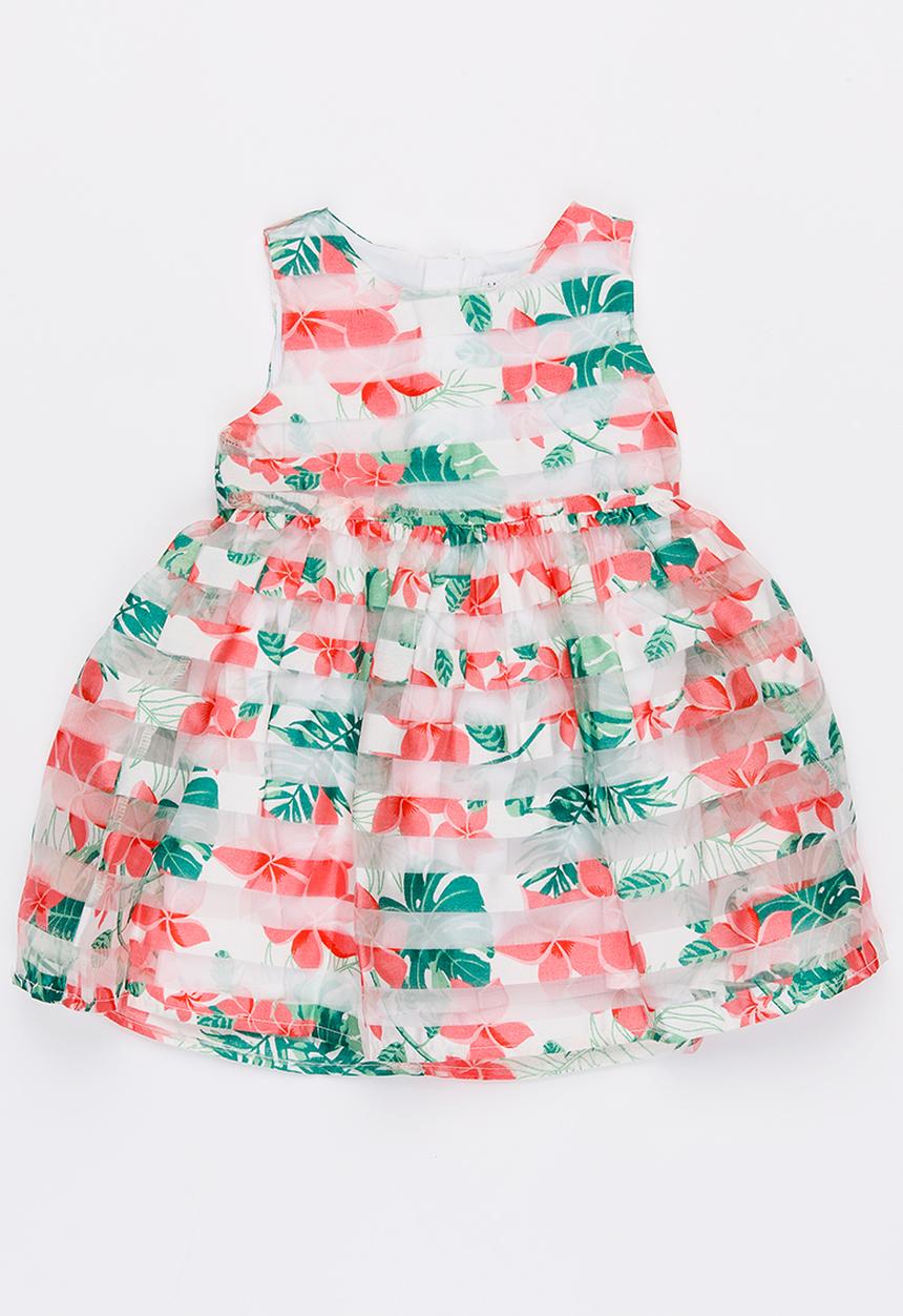 MINOTI - Tropicana AOP Organza Stripe Dress Multi-colour