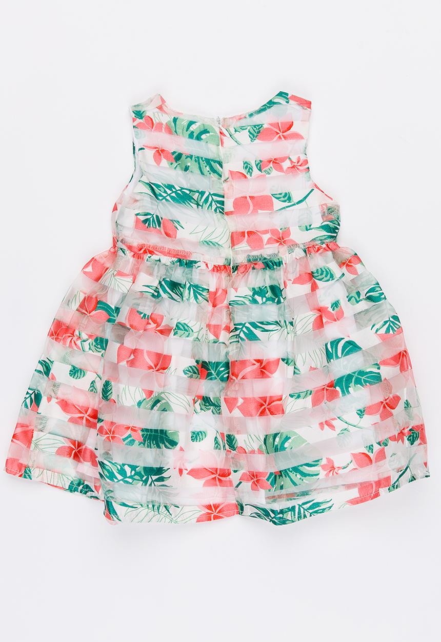 MINOTI - Tropicana AOP Organza Stripe Dress Multi-colour