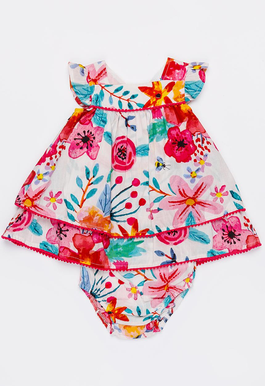 MINOTI - Bee 2 piece AOP woven dress & bloomer set - multi-colour