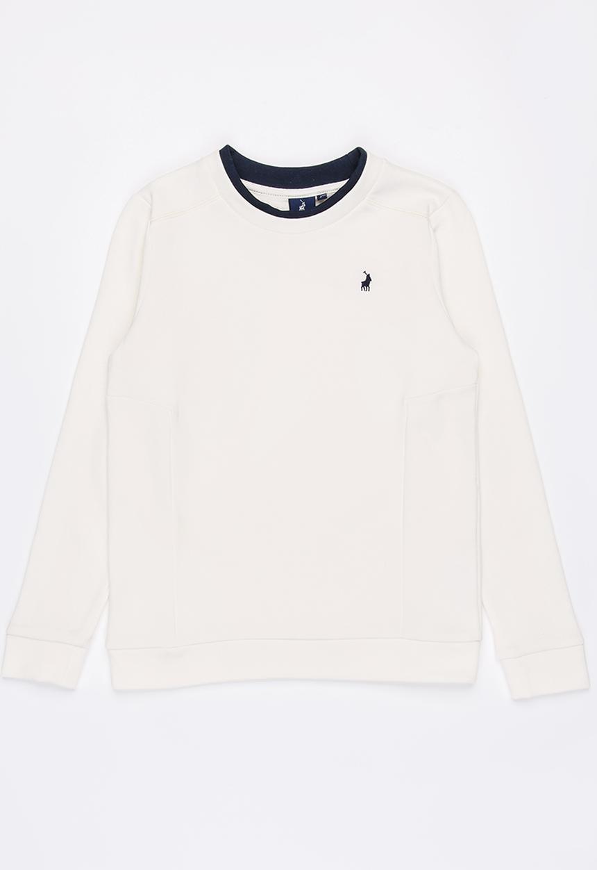 POLO - Dylan LS Panelled Sweater Off White