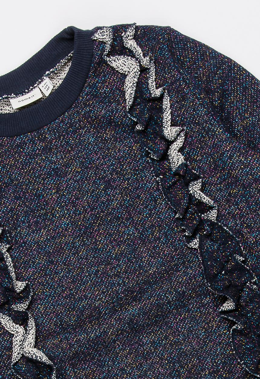 Name It - Long Sleeve Frilled Sweat Top Navy