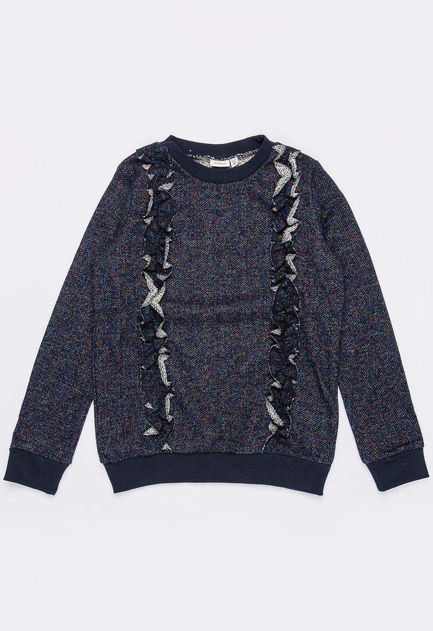 Name It - Long Sleeve Frilled Sweat Top Navy