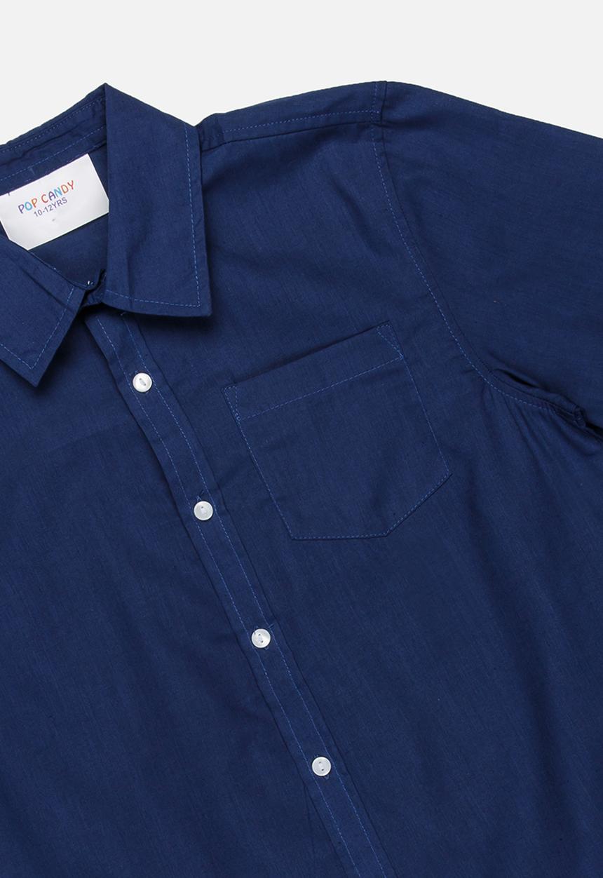 Pop Candy - Collard short sleeve shirt - navy 