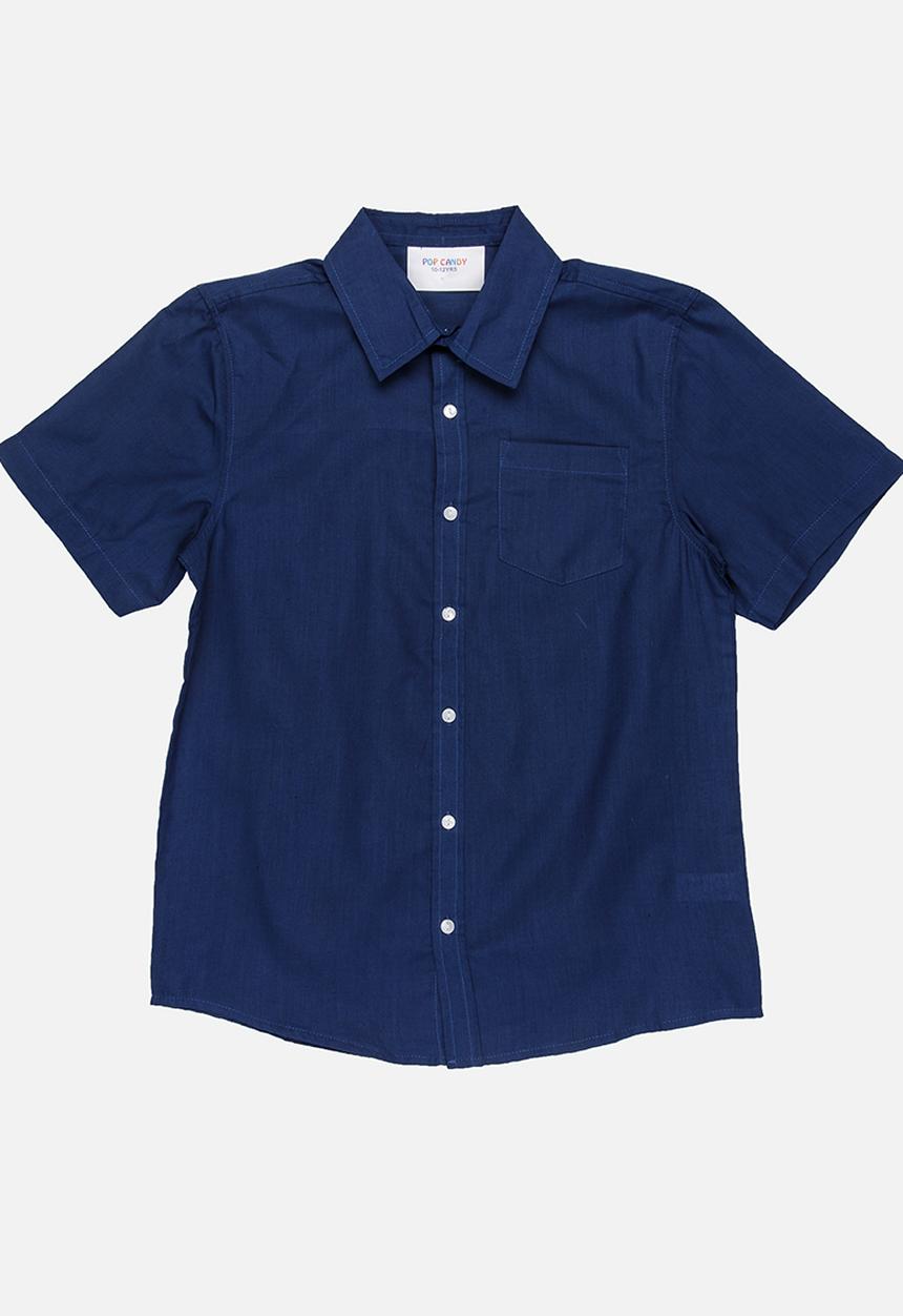 Pop Candy - Collard short sleeve shirt - navy 