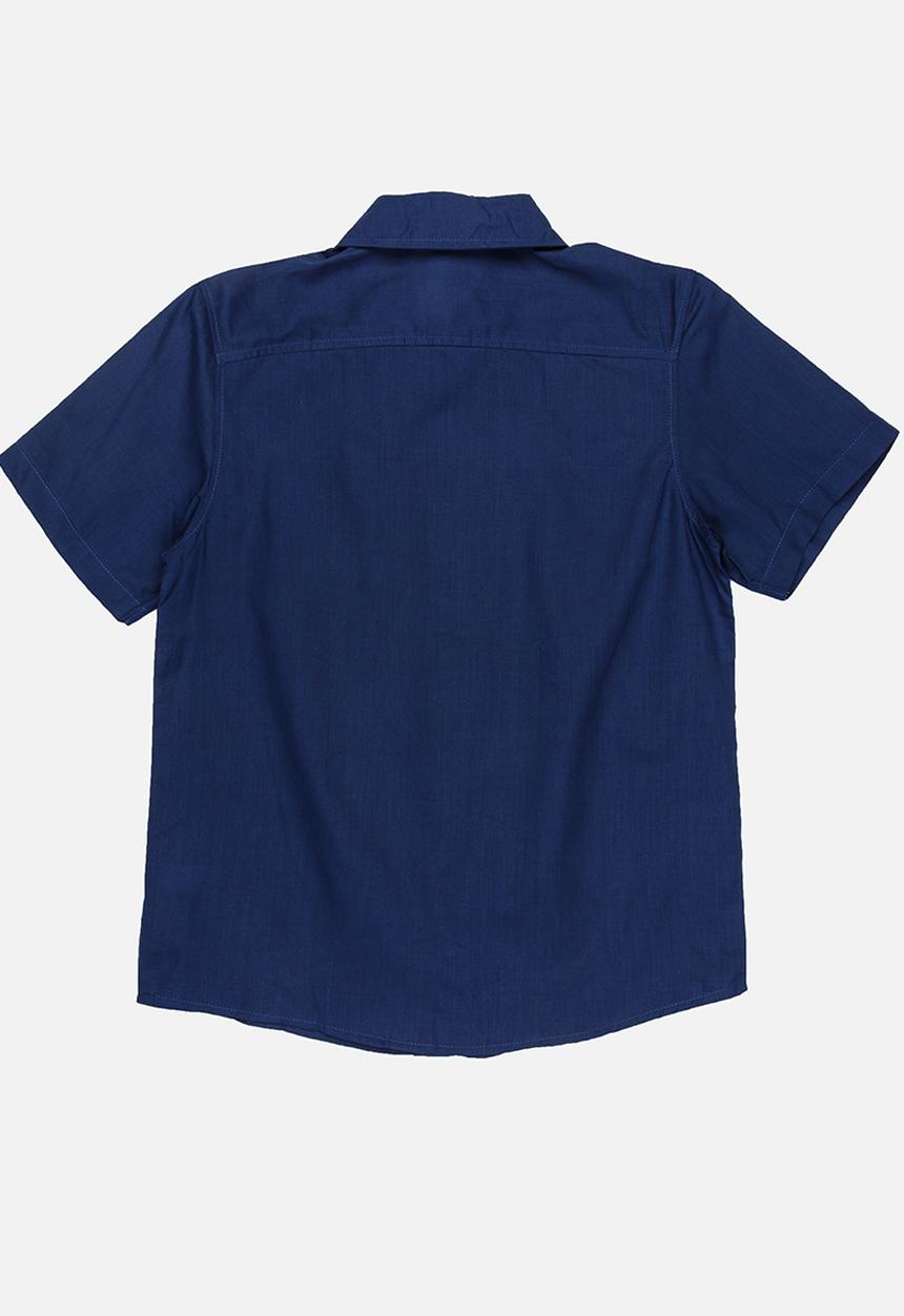 Pop Candy - Collard short sleeve shirt - navy 