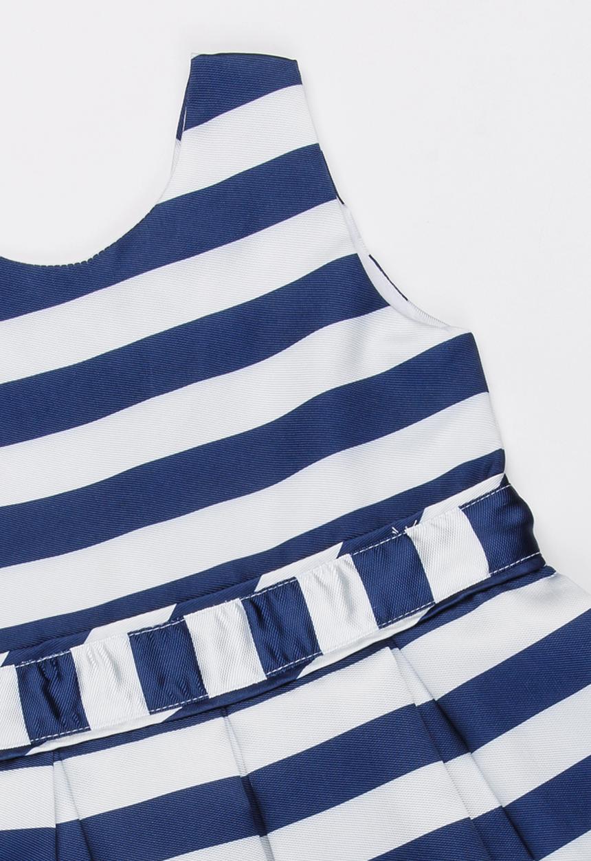 MINOTI - French Stripe Dress with 3D Applique Flowers Navy & White