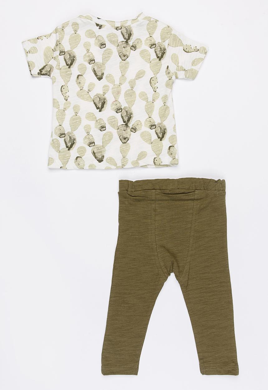 MINOTI - Cactus 2 piece AOP tee & slub Jersey pant - multi-colour