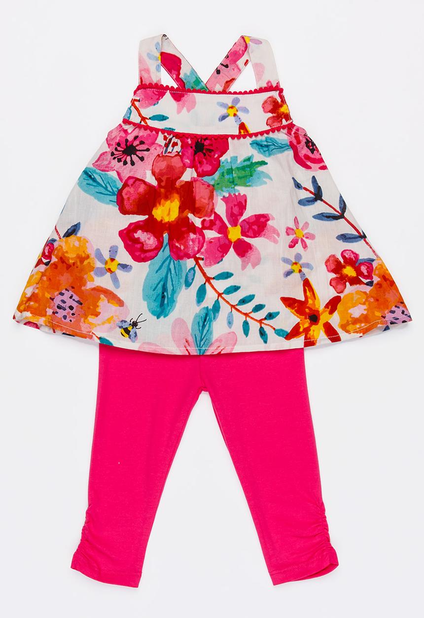 MINOTI - Bee 2 piece woven sun top & jersey leggings - multi