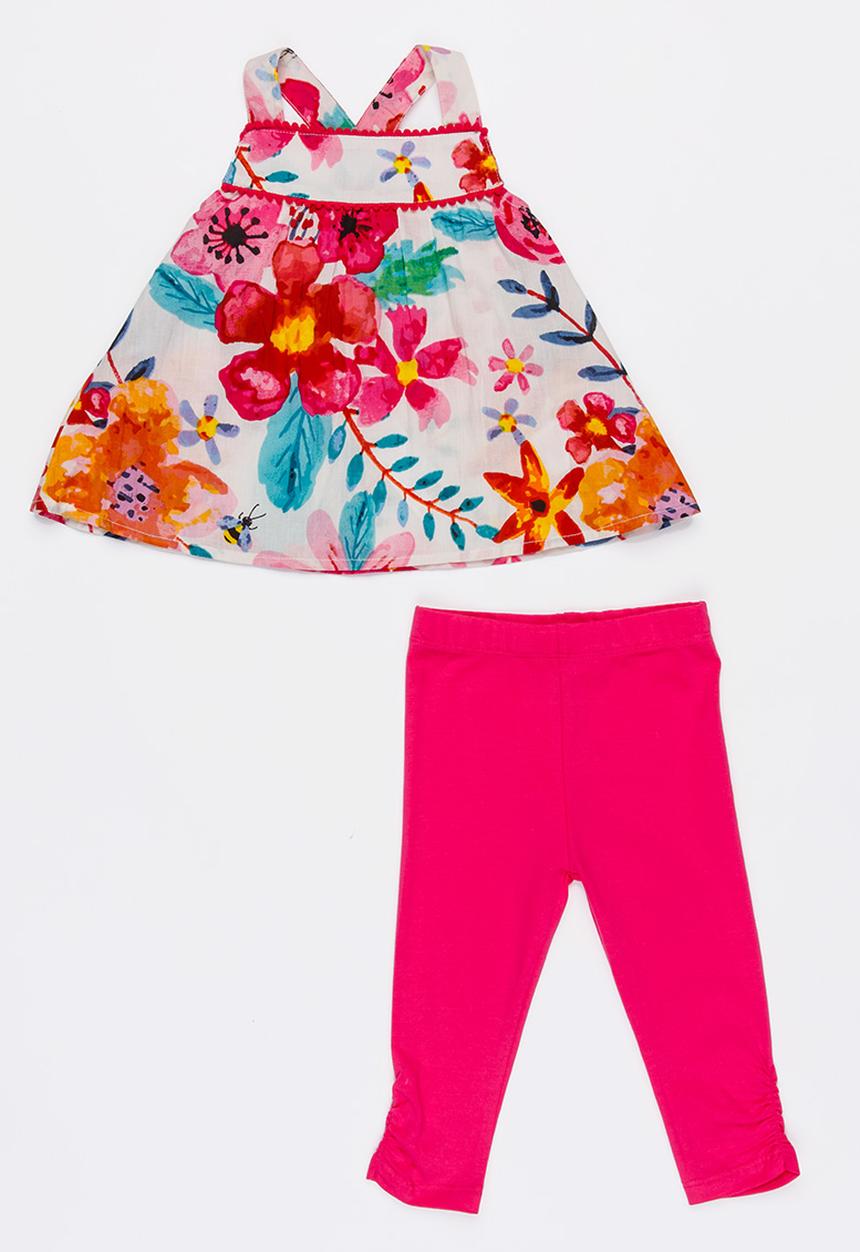 MINOTI - Bee 2 piece woven sun top & jersey leggings - multi