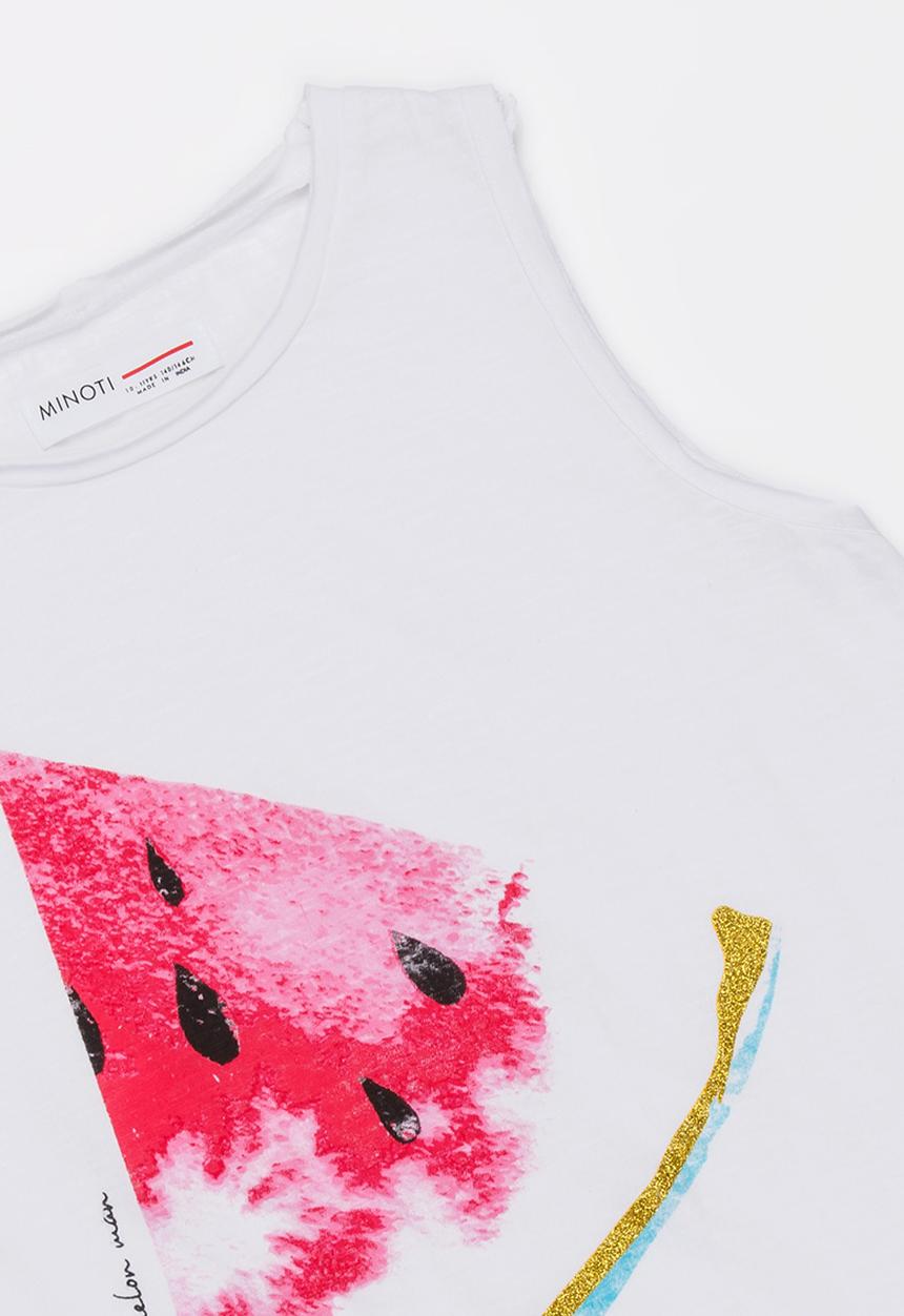 MINOTI - Beachy asymmetric watercolour Print motif to - white