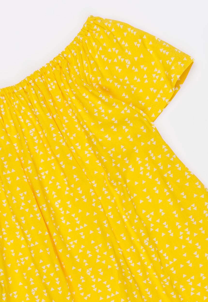 MINOTI - Mexico woven dress with flutter sleeves - yellow