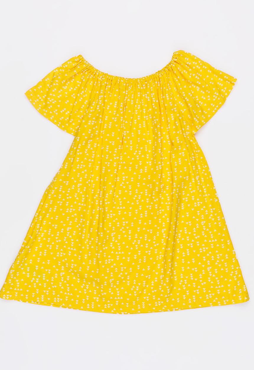 MINOTI - Mexico woven dress with flutter sleeves - yellow