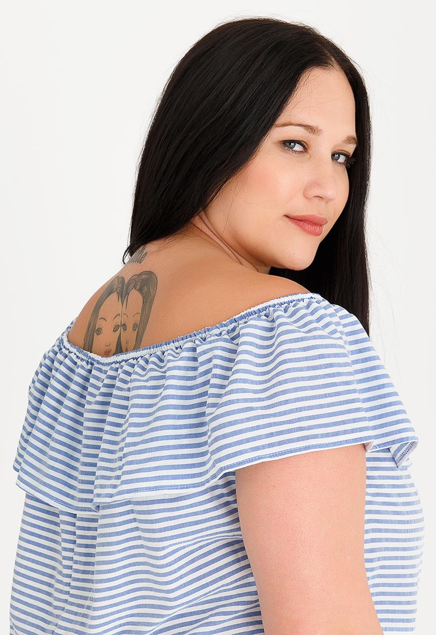 STYLE REPUBLIC PLUS - Bardot tunic - blue & white
