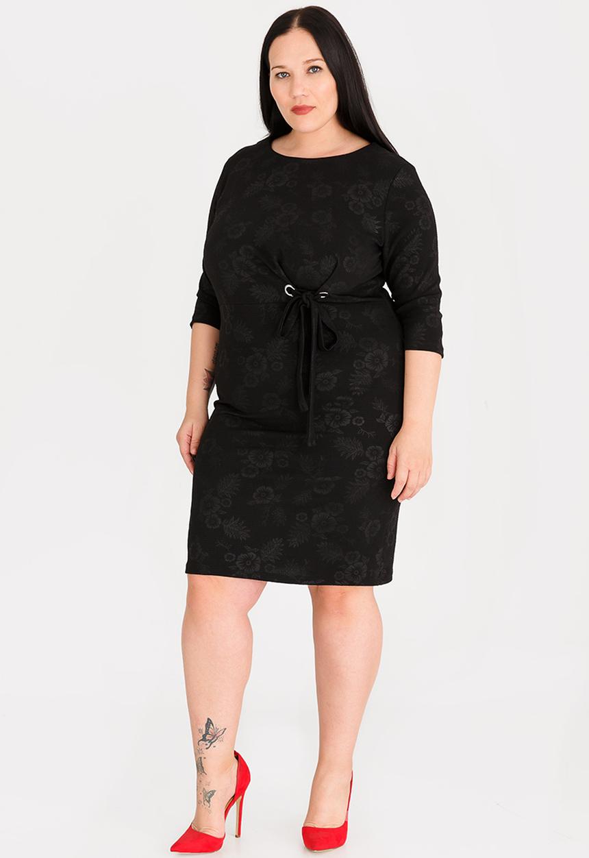 STYLE REPUBLIC PLUS - Eyelet detail bodycon dress - black