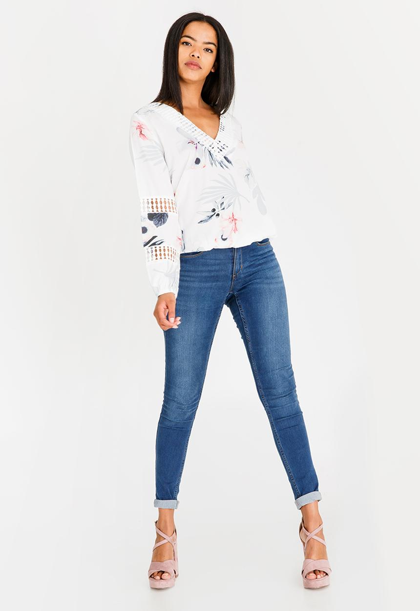 Revenge - V-neck Floral Top White