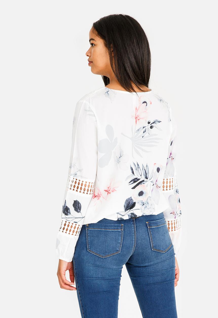 Revenge - V-neck Floral Top White