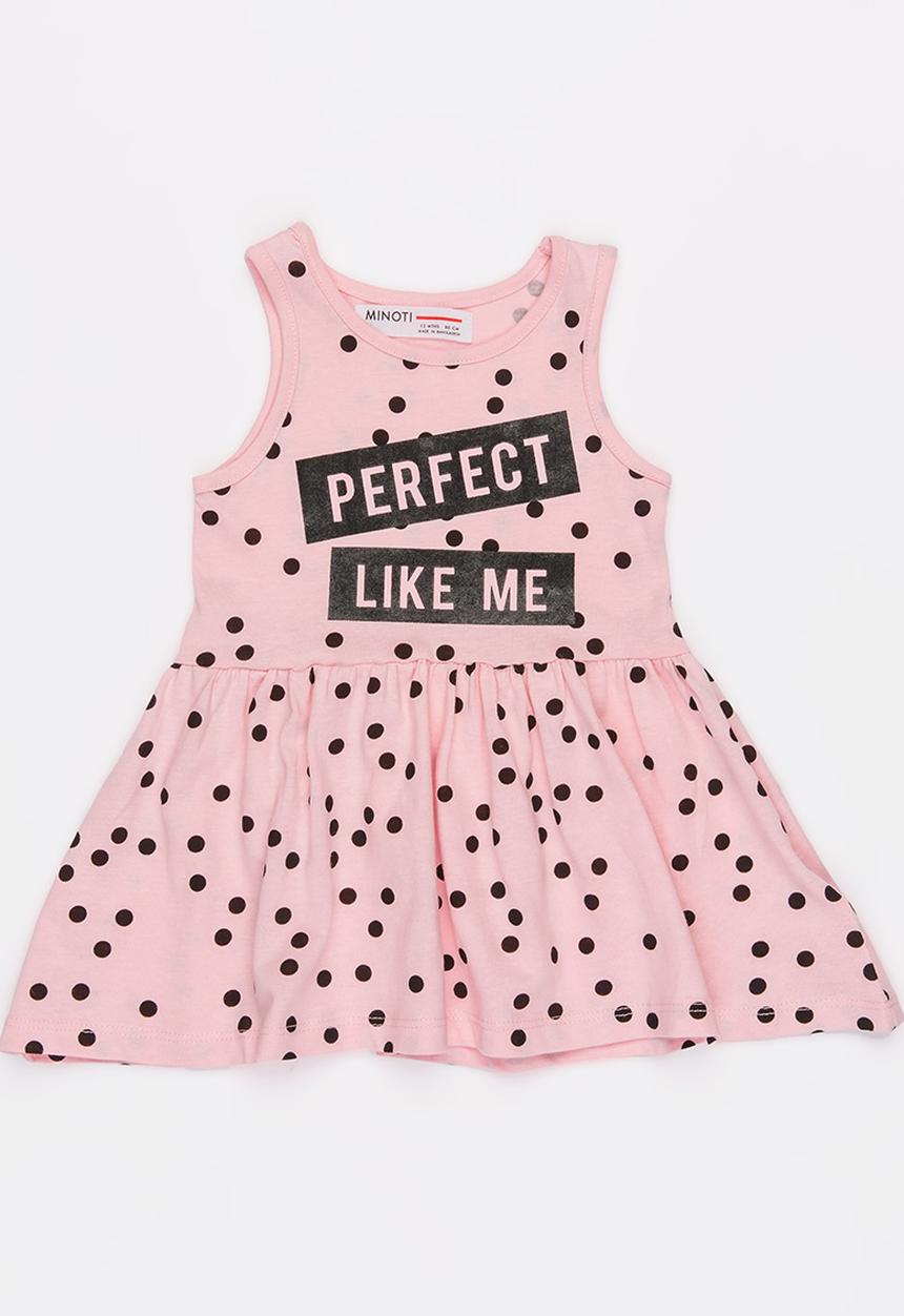 MINOTI - Basic Polka Dot AOP Slogan Dress Multi-colour