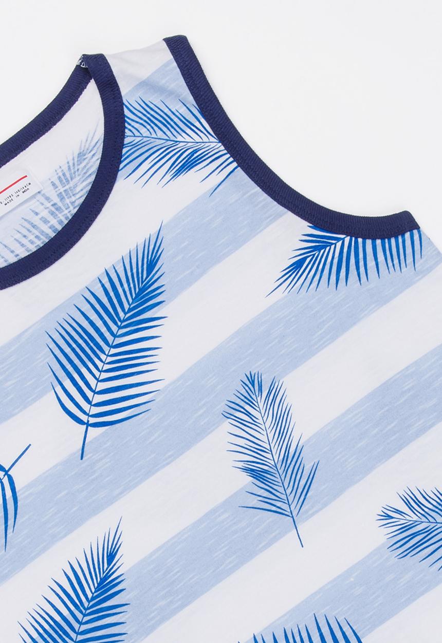 MINOTI - Maui AOP Striped Vest Blue and White