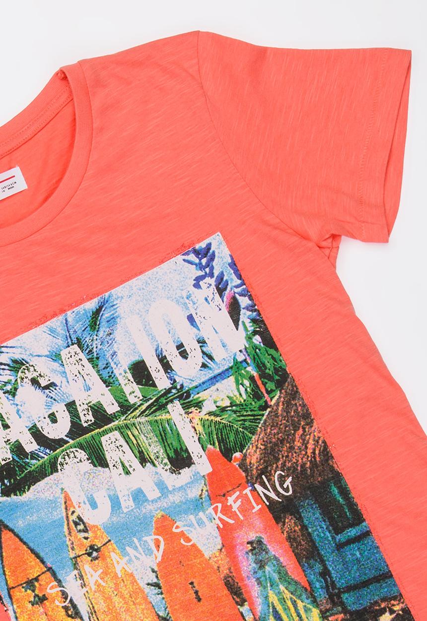 MINOTI - Maui photo print marl tee - coral