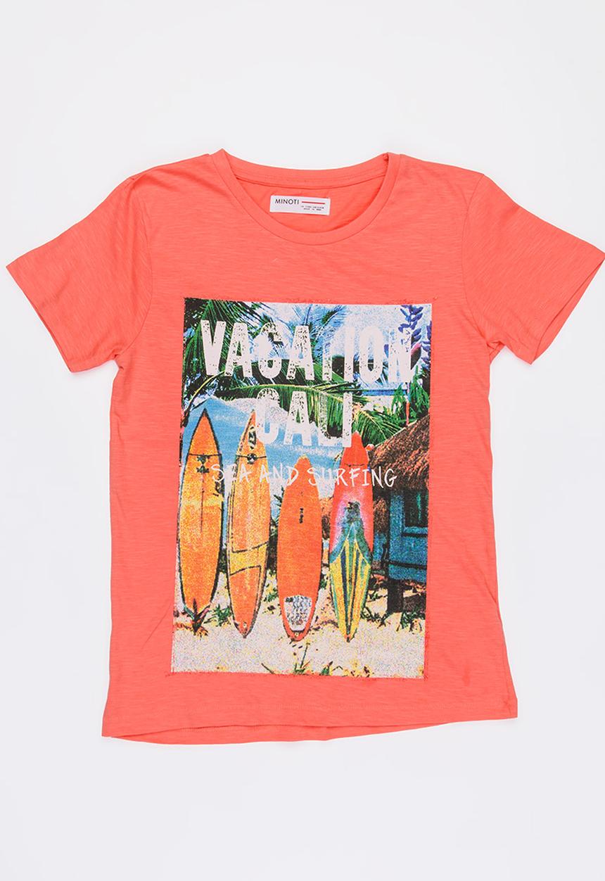 MINOTI - Maui photo print marl tee - coral