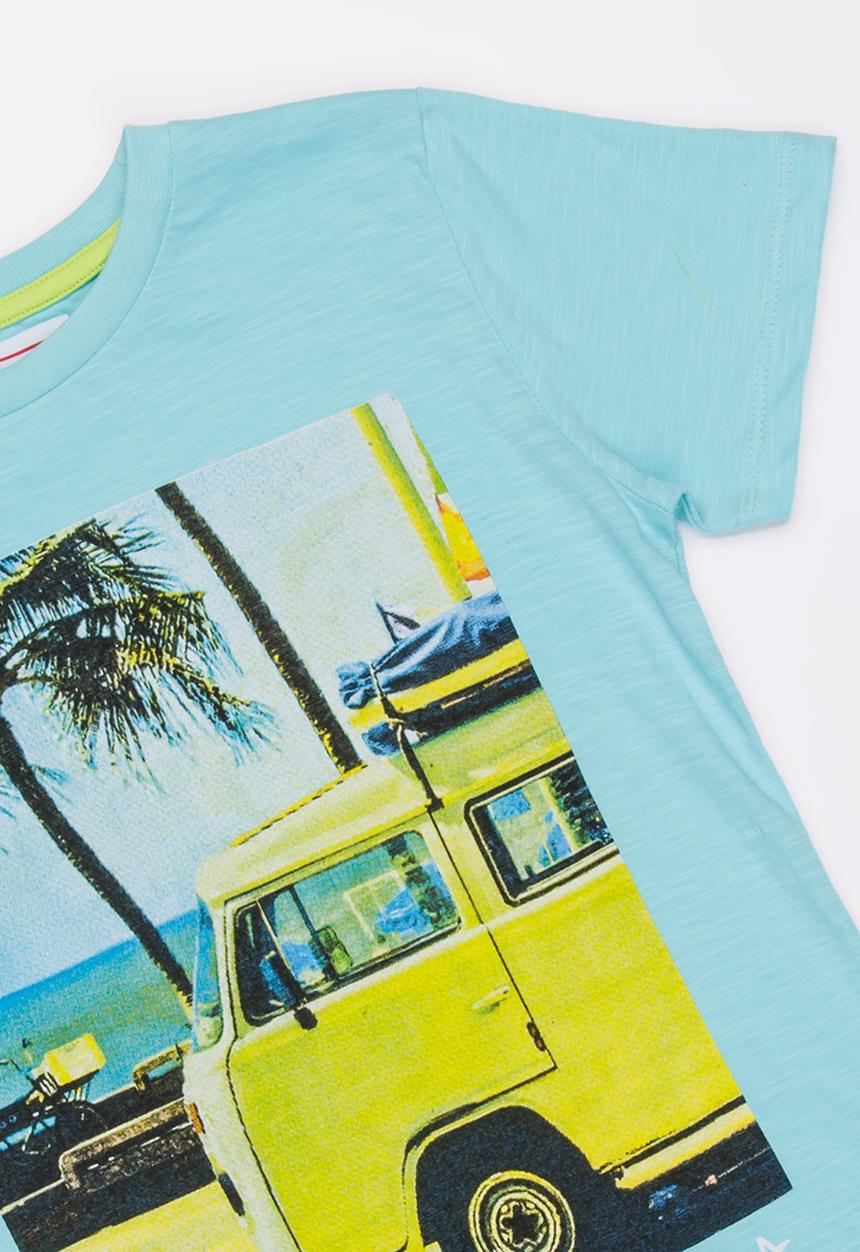 MINOTI - Keywest Photo Print Slub Marl Tee Aqua
