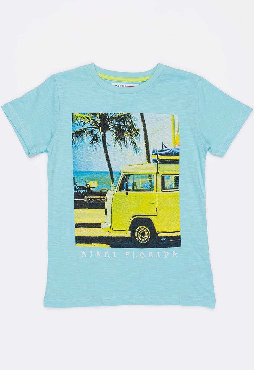 MINOTI - Keywest Photo Print Slub Marl Tee Aqua