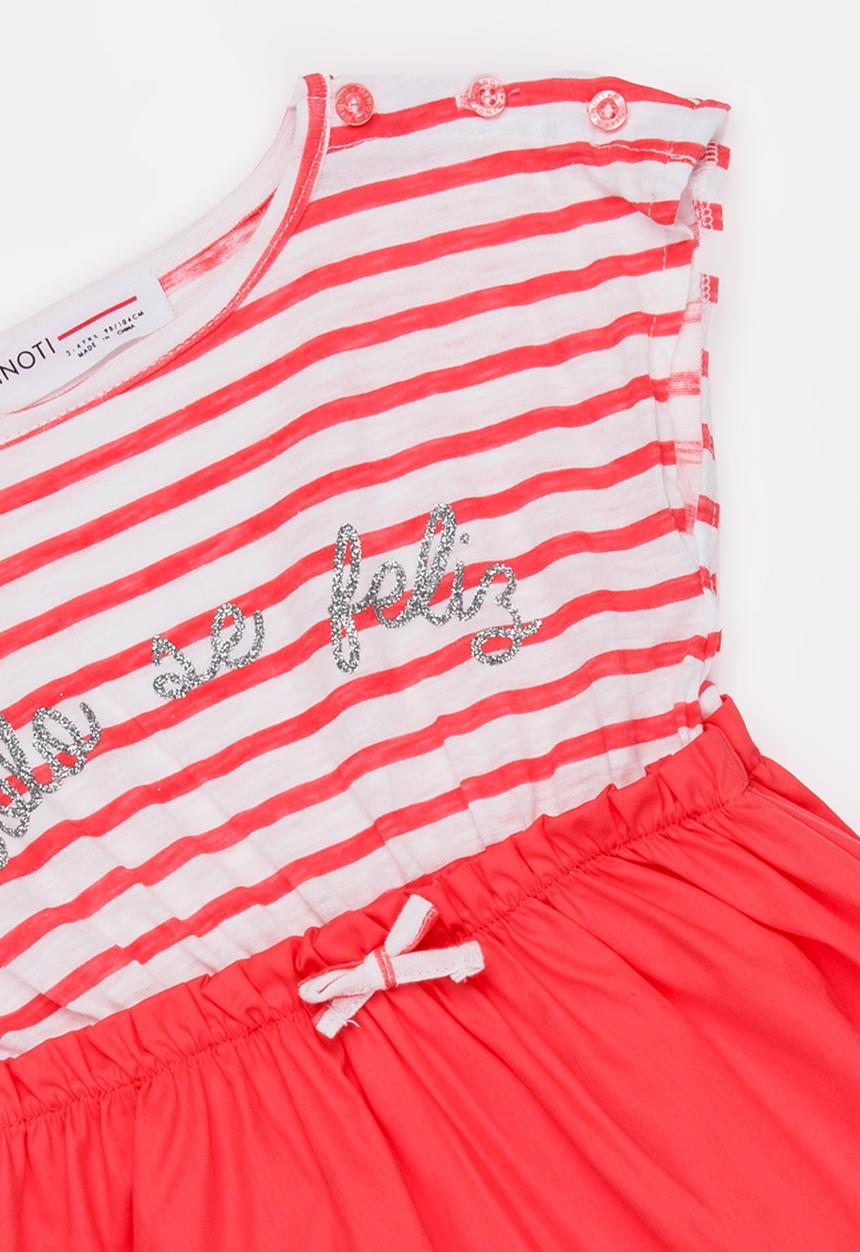 MINOTI - Mexico slub stripe tutu dress - coral & white 