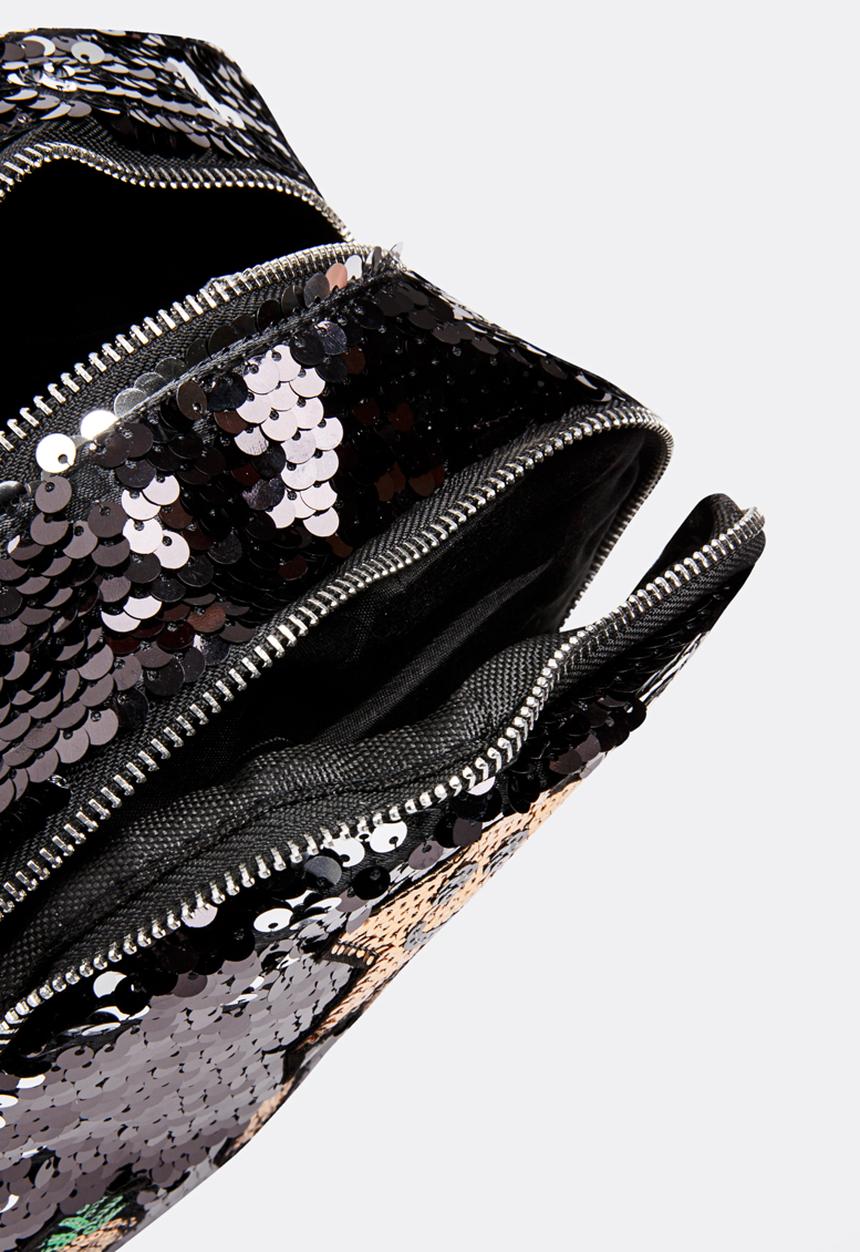 Pop Candy - Sequin star and pineapple backpack - black