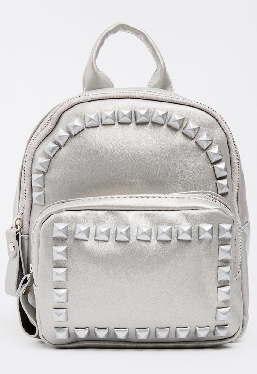 Pop Candy - Metalic Backpack with studs - silver