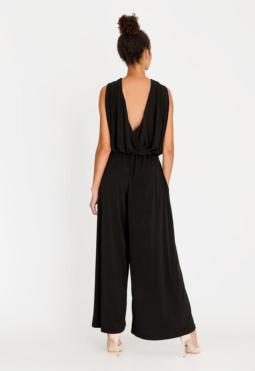 ERRE - Twist front draped jumpsuit - black