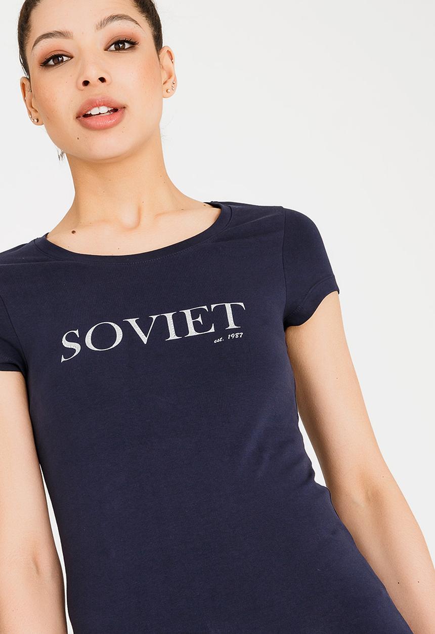 SOVIET - Paulina crew neck tee  - navy