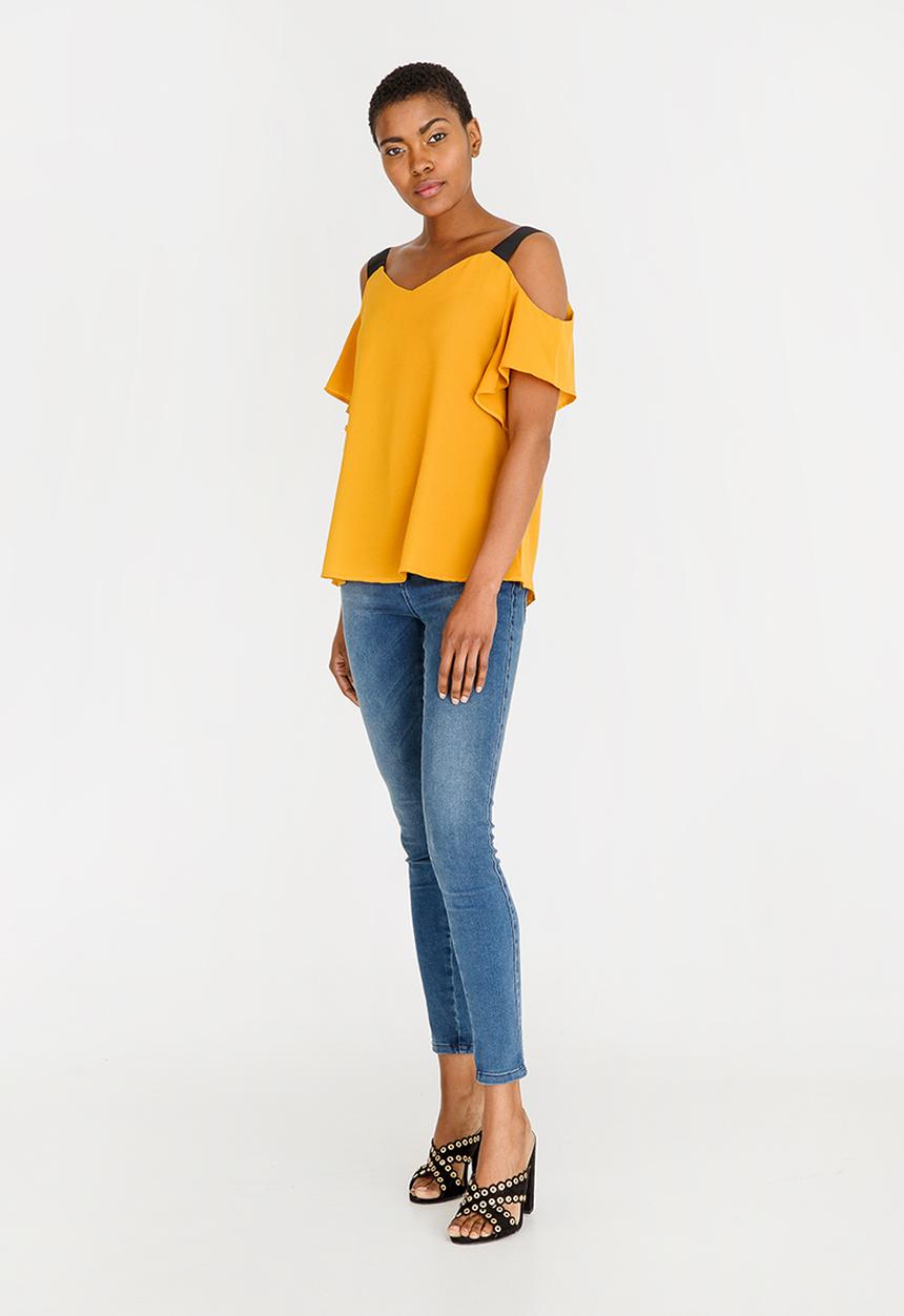 c(inch) - Cold Shoulder Blouse Yellow