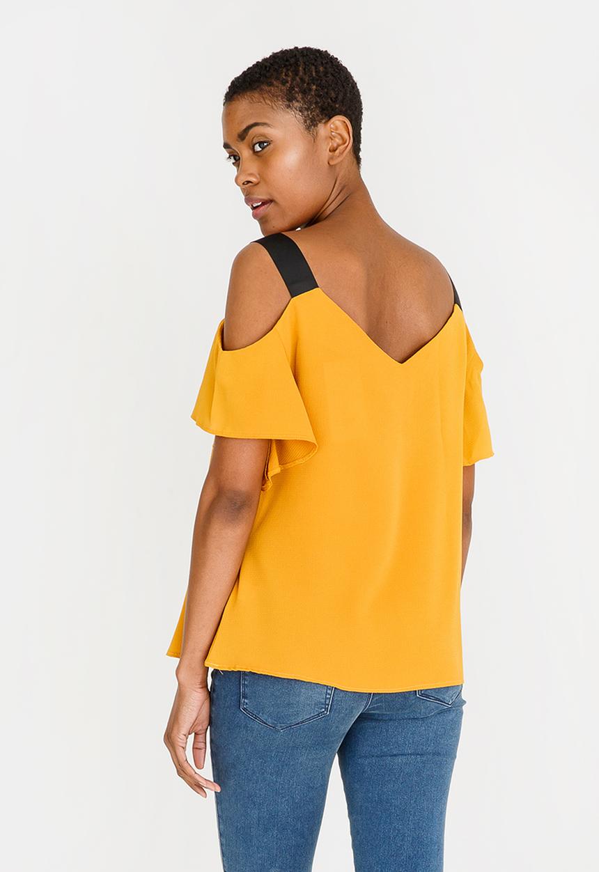 c(inch) - Cold Shoulder Blouse Yellow