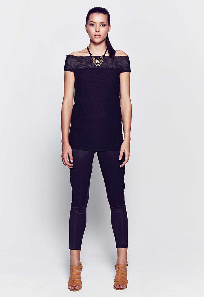 HABITS - Off-the-shoulder Draped Blouse Black