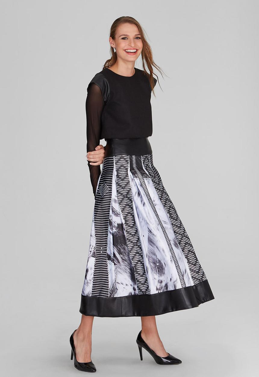 DAVID by David Tlale - Tshidi Pleated Skirt Mid Grey