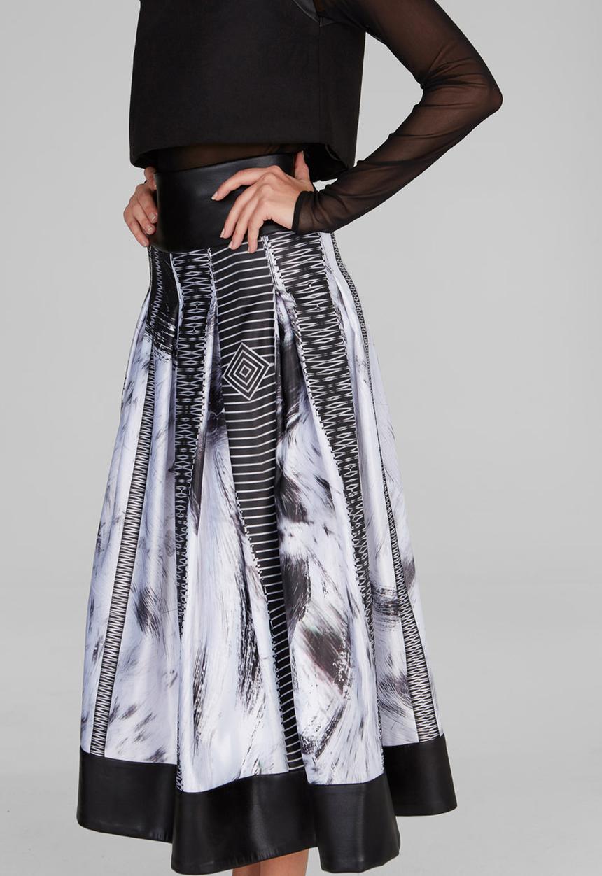 DAVID by David Tlale - Tshidi Pleated Skirt Mid Grey