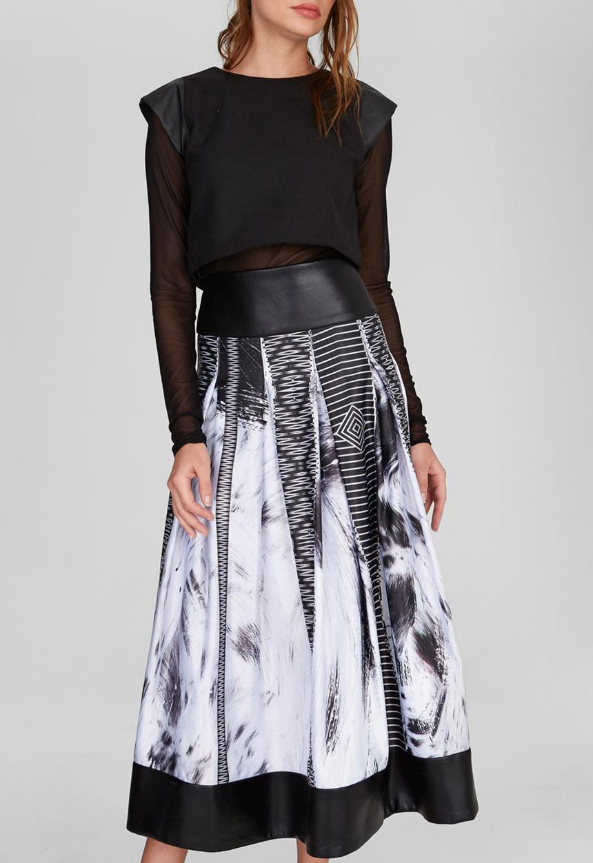 DAVID by David Tlale - Tshidi Pleated Skirt Mid Grey