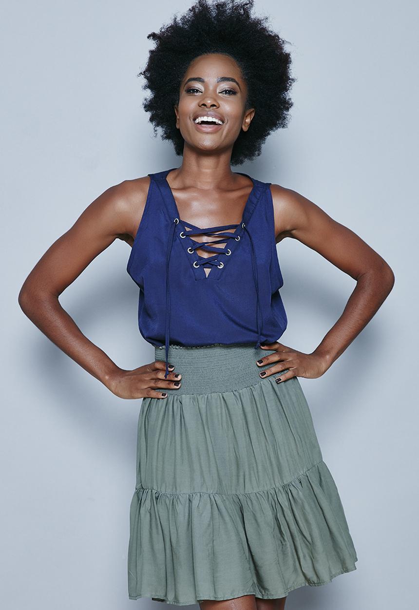 c(inch) - Tiered Midi Skirt Dark Green