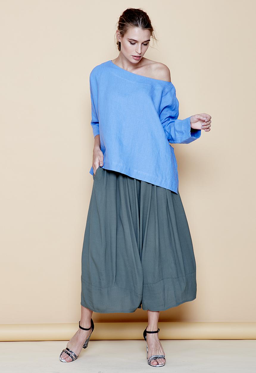 HABITS - Off Shoulder Top Mid Blue