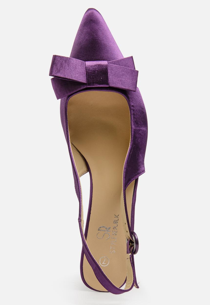 STYLE REPUBLIC - Satin Bow Slingback Mid Purple